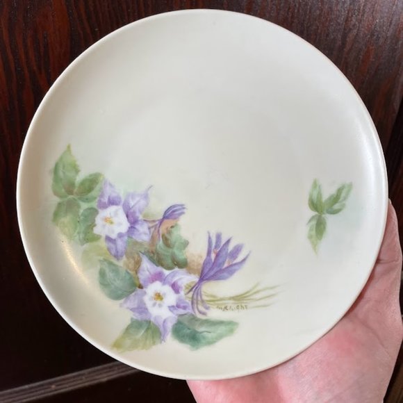 Set of 4 MZ Austria Hand Painted Salad Dessert Plates Daisy Columbine Wild Rose - Picture 2 of 12